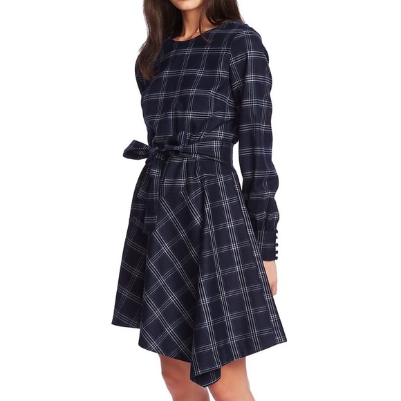 COURT AND ROWE Plaid Asymmetrical Hem Dress - Picture 1 of 2